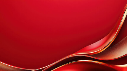 Poster - Stunning 3D gold ribbon swirls on a rich red backdrop, creating a luxe feel with sparkles and ample text space.