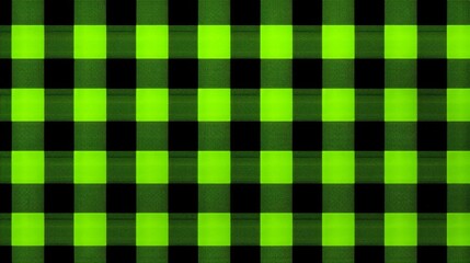 Wall Mural - A vibrant plaid pattern featuring alternating neon green and black colors, perfect for textiles and wallpaper in contemporary design schemes