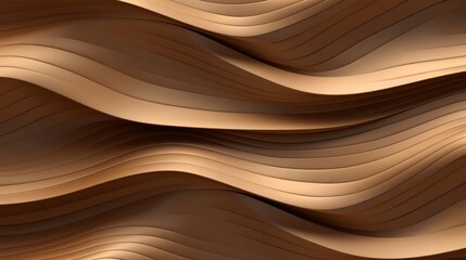 Wall Mural - A geometric pattern featuring smooth, flowing waves in a brushed bronze color, perfect for contemporary design trends