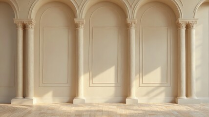 empty room high ceiling arched windows walls are a large, empty
