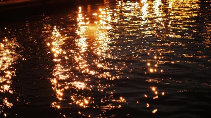 Wall Mural - Golden Glints on Rippling Water at Dusk