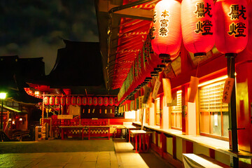 Fushimi Inari Taisha by night, in Kyoto, Japan