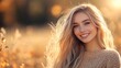 © paukan - Smiling Woman In Golden Autumn Field