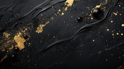 Leinwandbilder - Art abstract paint blots background in black colors featuring a marble texture presented as a 3D cartoon rendering Horizontal long banner