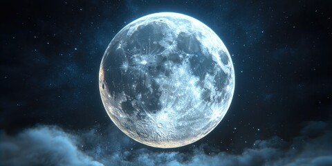 Aufkleber - Cartoon rendering in 3D of a super moon