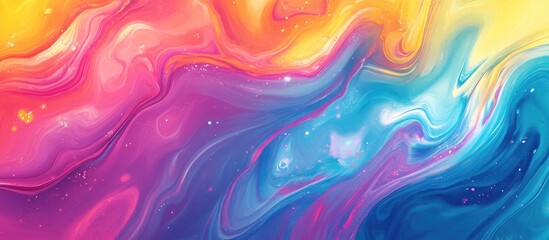 Leinwandbilder - Abstract colorful background with a hand drawn appearance on a water marble texture in 3D cartoon rendering