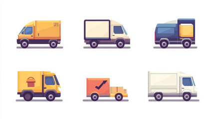 Icons for free delivery, featuring a truck and arrow for shipping or courier services, with 24-hour express order symbols. Free delivery stickers include a van, parcel box, and mail package for expres