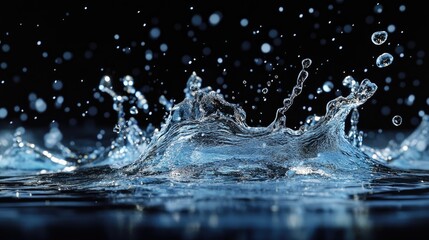 Aufkleber - Splashing water in a 3D cartoon rendering against a black background