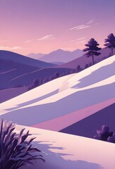 Sticker - Comic style, Smooth, curved white surfaces with gentle shadows in a twilight setting, creating a minimalist, abstract landscape with a hint of purple sky., graphic illustration, comic art graphic nove