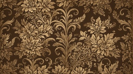 Wall Mural - Seamless pattern dark brown background made up repeating Elegant