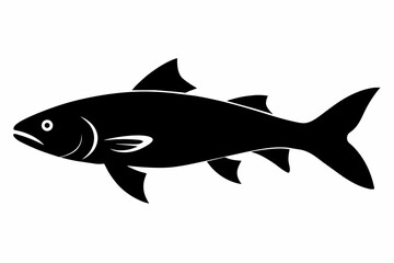 Trout fish silhouette black vector art illustration