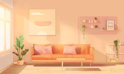 Poster - modern living room with sofa