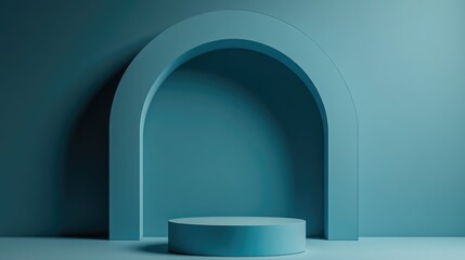 Poster - Minimalist abstract backdrop with a pedestal 3D illustration and rendering