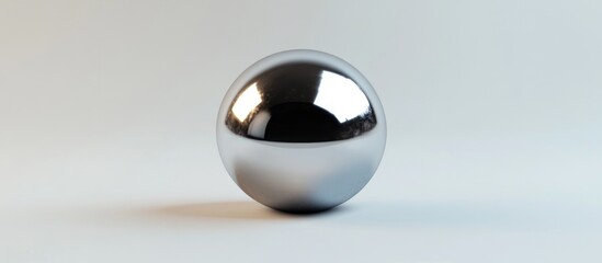 Poster - Gray metallic sphere on a white background with reflective glare 3D rendering