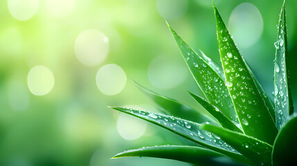 Sticker - Plant leaves covered with morning dew