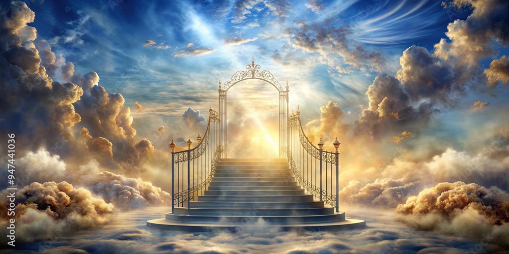 abstract-oil-painting-of-stairway-to-heaven-leading-to-pearly-gates-in