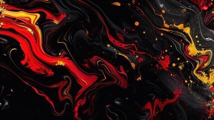 Wall Mural - Abstract Swirls of Red, Yellow and Black