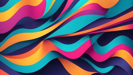 Wall Mural -  Energetic and Fun Minimalist-inspired background with vivid, harmonious shapes and a striking, bold color palette