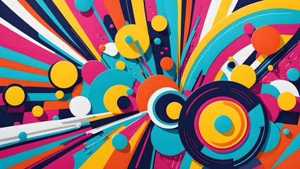 Wall Mural - Playful Pop Art-inspired abstract scene with bold, energetic lines and a vibrant, high-impact color scheme