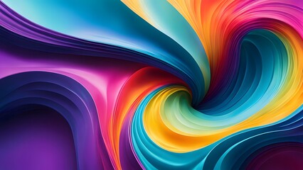 Wall Mural -  Vibrant hyper realism art with abstract gradient background and flowing colors 