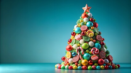 Candy Christmas Tree with Large Empty Space for Text. Perfect for: Christmas, Holiday cards