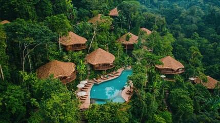 Canvas Print - Tropical Rainforest Resort with Infinity Pool