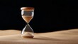 © Vuk - A refined hourglass filled with sand stands on a sandy surface against a dark background, creating an elegant, mysterious atmosphere and time symbolism.