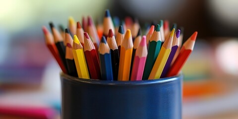 Canvas Print - a pot of colored pencils