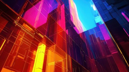 Wall Mural - Abstract architecture in vibrant digital hues