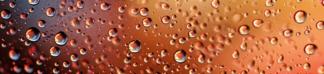 Wall Mural - Water Drops on Glass with Orange and Red Background