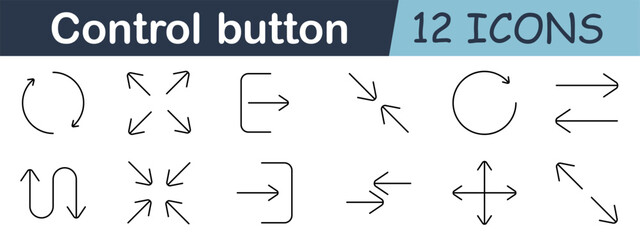 Arrow direction icon on blue background. Circular, expand, exit, inward, rotate, transfer, reverse, shrink, outward, horizontal, vertical, diagonal, movement, navigation, pointer, control.