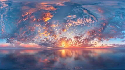 Canvas Print - Spectacular Sunset Panorama Over Tranquil Water