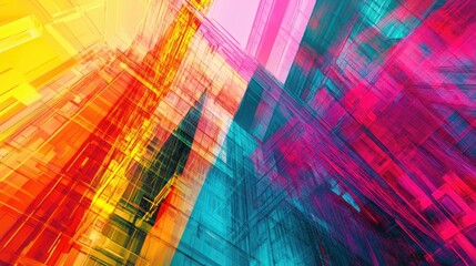 Canvas Print - Abstract architecture in vibrant digital hues