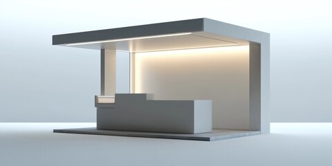 Leinwandbilder - Empty exhibition kiosk with blank space for customization Original 3D rendering design