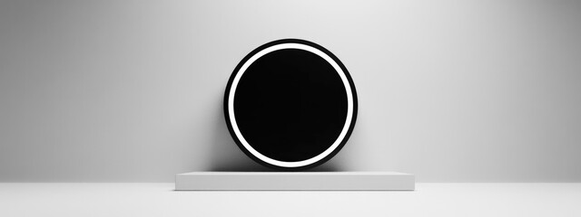 Poster - Black and white circular display on a light background 3D rendered image