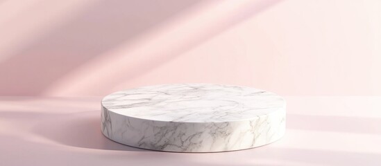 Poster - White marble pedestal on a light pink background 3D rendering