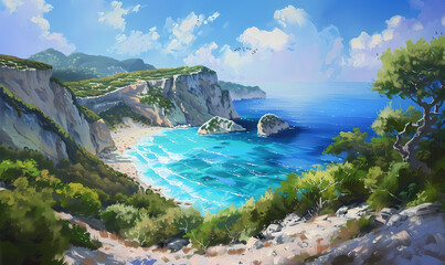 Wall Mural - view of the sea and mountains