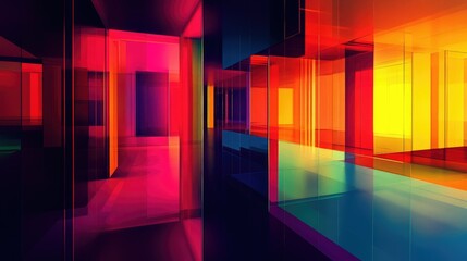 Canvas Print - Abstract architecture in vibrant digital hues