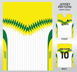 Sticker - Pattern vector sports shirt background image.Retro green yellow triangle neck pattern design, illustration, textile background for sports t-shirt, football jersey shirt