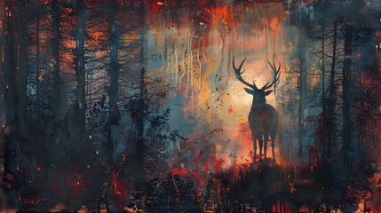 Canvas Print - Deer in a Forest.