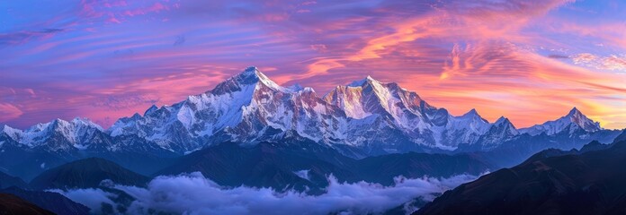 Canvas Print - Majestic Mountain Range at Sunset