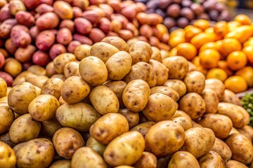 close up of potatoes on the market