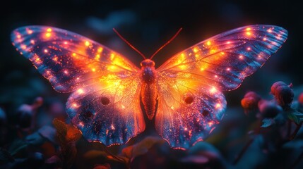 Wall Mural - Glowing Butterfly in the Night