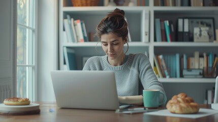 Wall Mural - The Woman Using Laptop