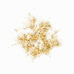 Wall Mural - Scattered golden particles on white background. Holiday background or design element.