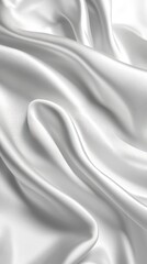 Closeup of rippled white satin fabric texture background. Luxurious background design
