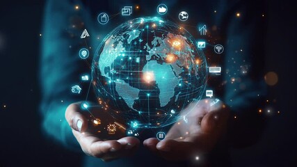 Wall Mural - abstract globe background. global network connectivity. internet community in social media marketing