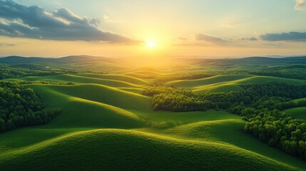 Wall Mural - Sunset Over Rolling Hills