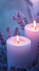 Canvas Print - Two candles and lavender