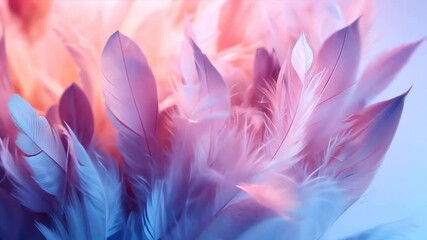 Aufkleber - A close up of a feathery pink and purple bird with a pink and purple background